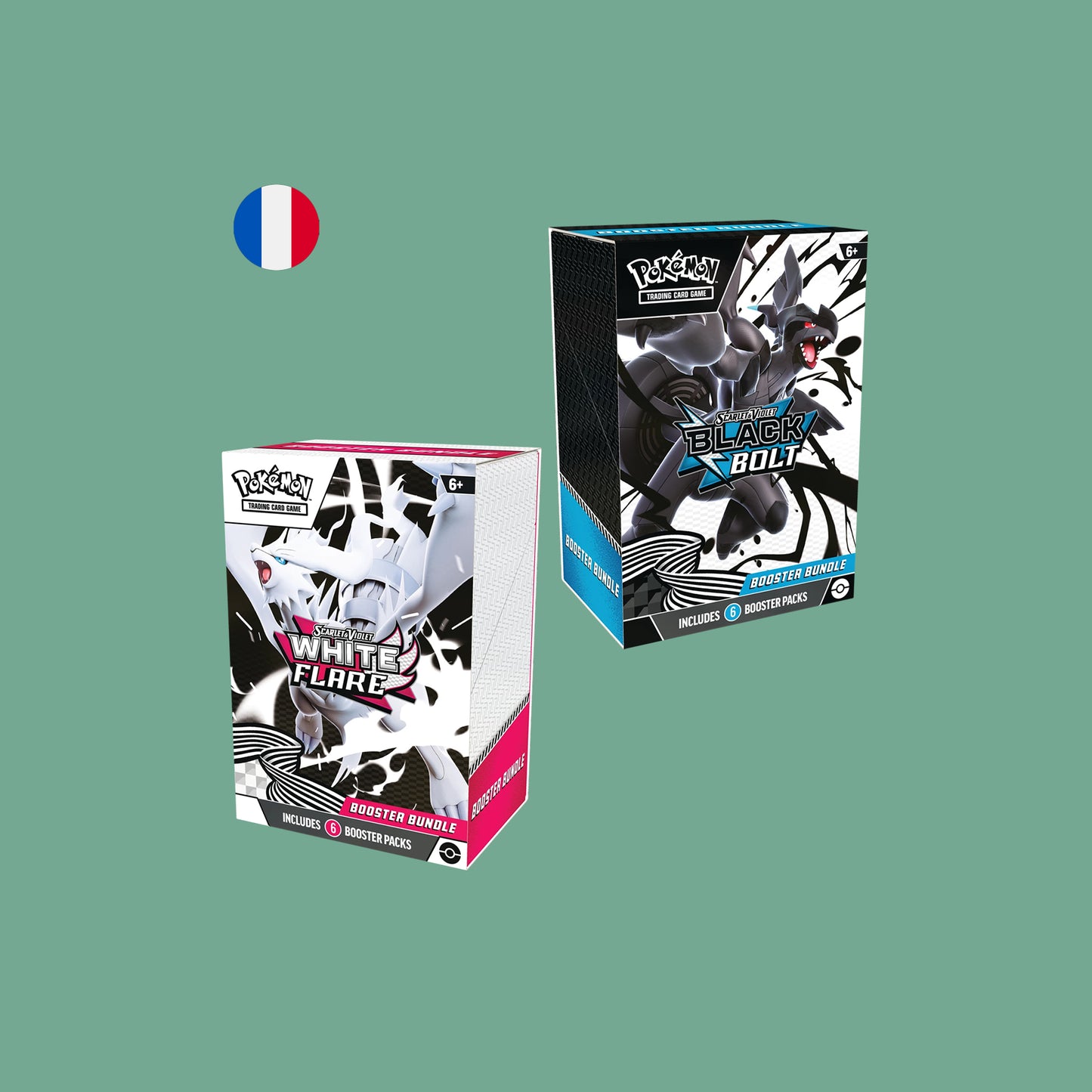 Pokémon | Scarlet & Violet: Black Bolt & White Flare Set - SV10.5 2x Booster Bundle - FR (2x 6 Booster)